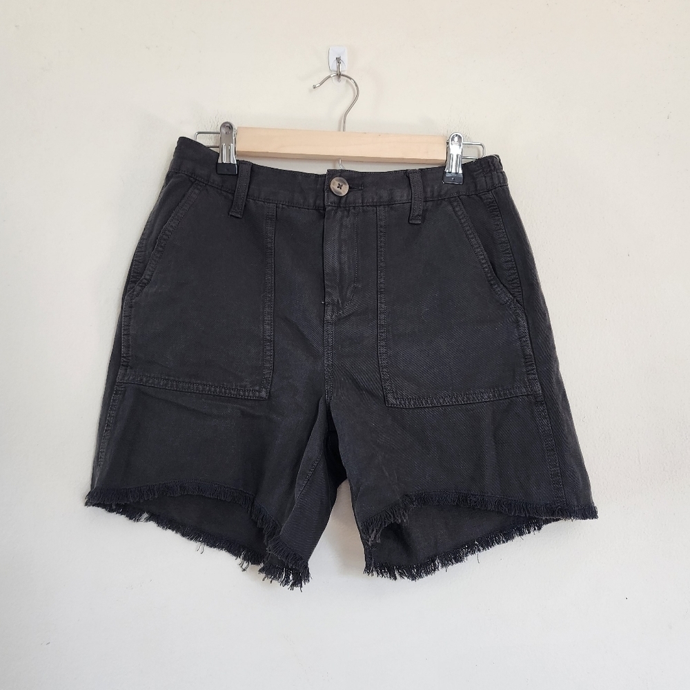Aerie Raw Hem Dark Gray Linen Blend Lightweight Shorts size XS